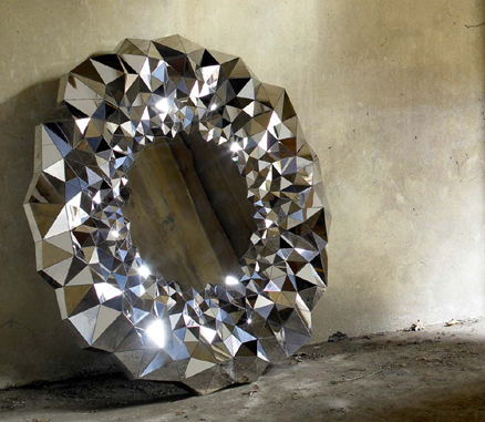 mirror diamond faceted chic silver interior design decor