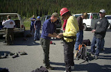 getting ready to climb and rappel
