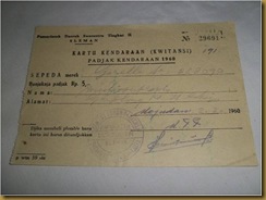 Kwitansi Padjak sepeda Gazelle 1960 Kwitansi Padjak sepeda Gazelle 1960