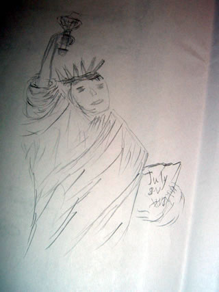 statue of liberty face drawing. sketch of the statue of