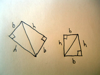 Right triangles turned into rectangles