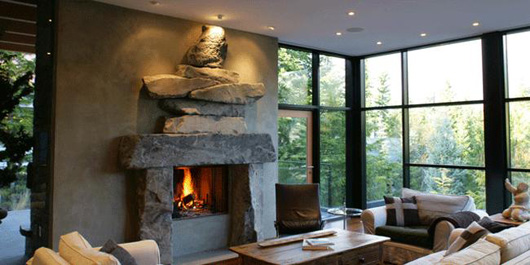 contemporary home design living room fireplace