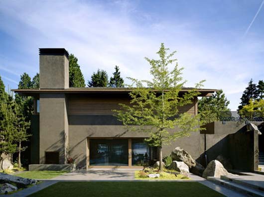 Modern Lake House Design With Courtyard Decorating - Exterior modern lake house design exterior decorating
