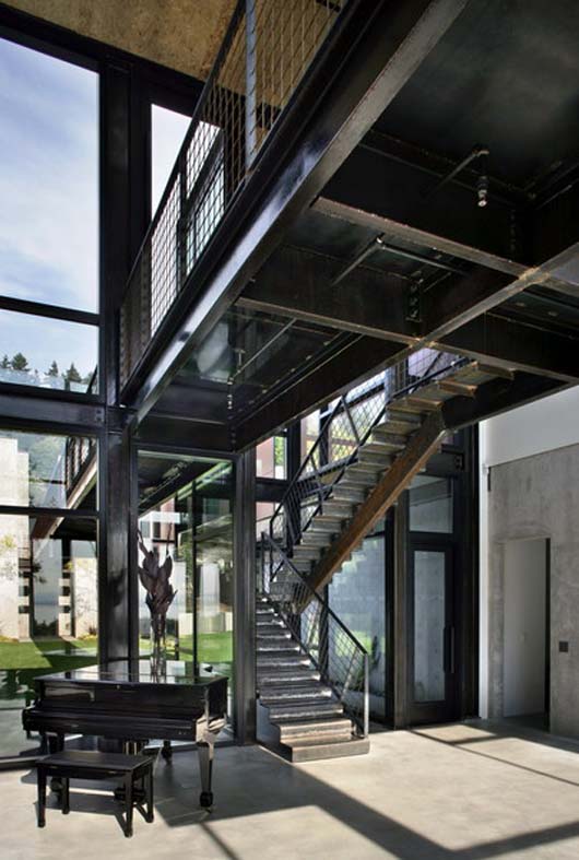 Luxury Family House Design With Exposed Steel Bridge Ideas - Interior Decorating glass family home design interior decorating
