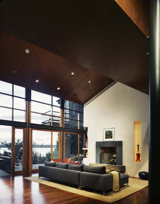 modern living room design with fireplace
