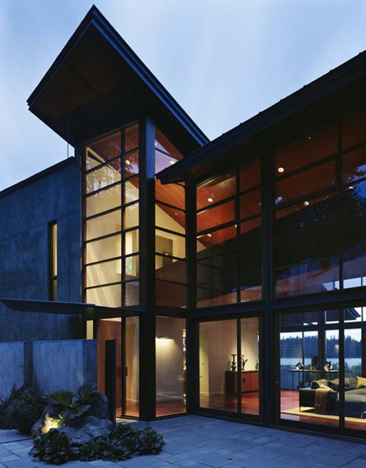 Luxury Lake House Decorating With Landscaped Terraces Design