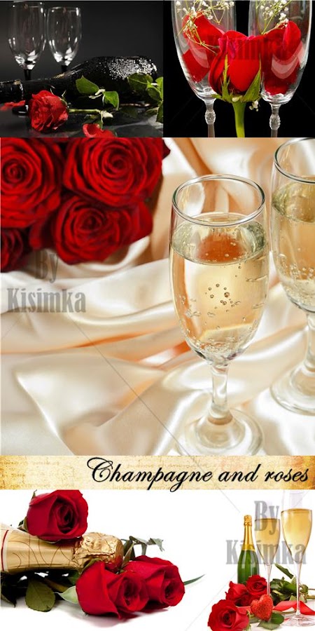 Stock Photo: Champagne and roses