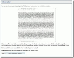 Posting the public key to a PKI website