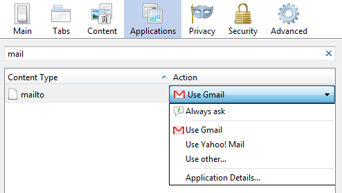 Make Gmail as default email in FF