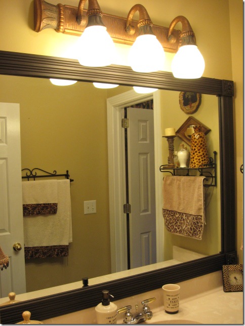 Framing Bathroom Mirrors With Crown Molding framing those boring mirrors - southern hospitality Framing Bathroom Mirrors With Crown Molding framing those boring mirrors - southern hospitality
