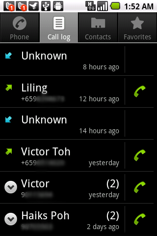 user privacy) The call log phone call log. user privacy) The call log