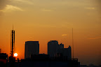 Orange is a rare sky color for dusk in Shinjuku