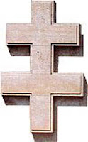 Lorraine Cross  - 	

Used in heraldry. It is similar to a patriarchal cross, but usually has one bar near the bottom and one near the top, rather than having both near the top. Is part of the heraldic arms of Lorraine in eastern France. It was originally held to be a symbol of Joan of Arc, renowned for her perseverance against foreign invaders of France.