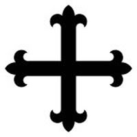 Cross flory - 	

A cross with the ends of the arms flory (or fleury), having a shape like a fleur-de-lys.