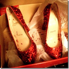 red glitter pumps via dress design & decor