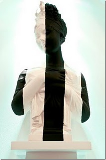 Hotel Recamier by Jean Louis Deniot via The Style Saloniste- black adn white striped bust