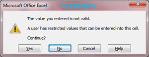 Warning Data Validation Warning