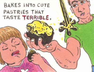Silly Daddy eats a sand scone, comic panel 2 Silly Daddy eats a sand scone, comic panel 2