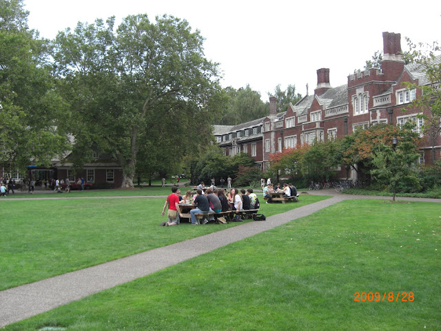 Again on Campus, in front of the student union and dinning hall.