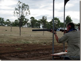 "PULL!" and the clay pigeon is off, and if I have my way it won't hit the ground in one piece... (click to enlarge)