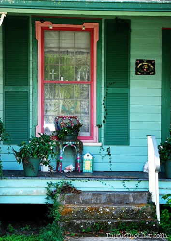 green and pink house