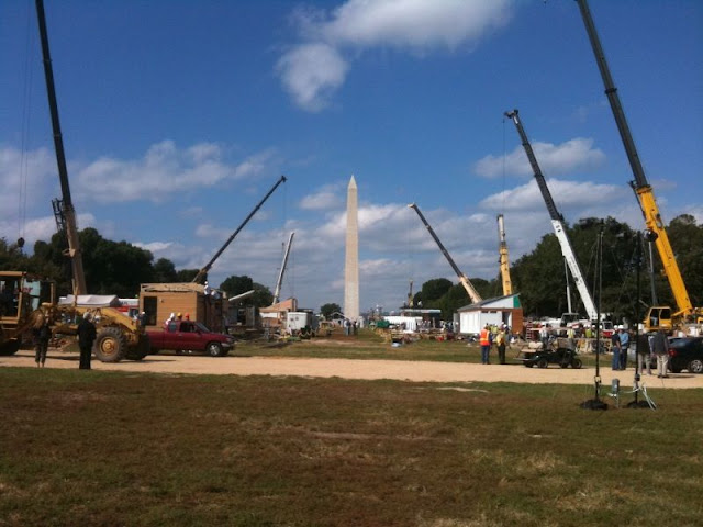 All of the various teams cranes seem to rival the scale of the Washington Monument when you look at them from the Solar Village.  HOW EXCITING!