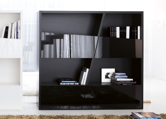 Diagonally Design of Bookcase with Drawers