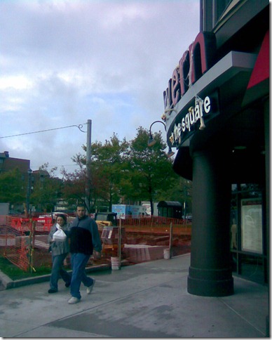 Tavern in the Square, outdoor seating area under construction
