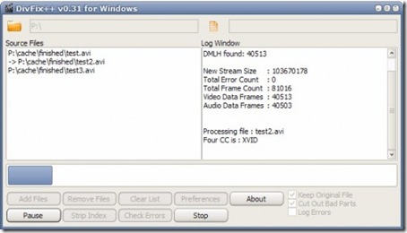 divfix  , riparare file avi