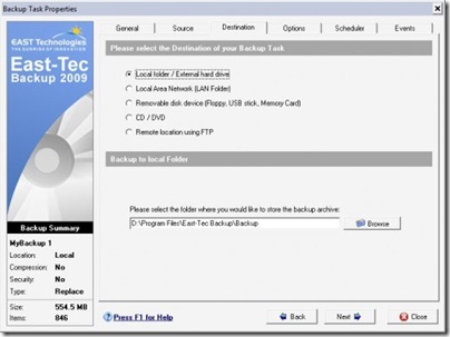 east tec backup