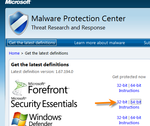 Microsoft Security Essentials Definition Update October 20, Download - TechSpot update microsoft security essentials windows 7