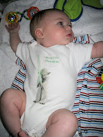 Jackson enjoys his Yoda onesy, courtesy of Lil' Buckyk