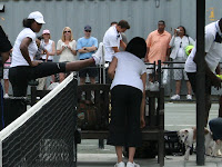 Serena warms upon Friday before her match with Cournet