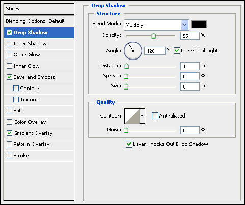 effek drop shadow 1