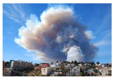 fuego en el Monte Carmelo (Israel)