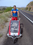 Super Man Walking Across Country