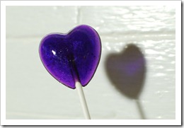 photo of honey-jasmine flavored purple lollipop, taken without flash