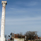 water towers, white and red
