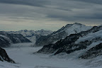 Dark clouds loom over the Aletsch glacier. Time to head back into the safety of the warm observatory at the Jungrfaujoch.