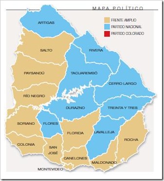 Uruguay mapa político resultado elecciones 25 oct 2009