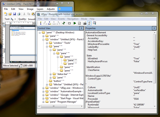 Spying on Paint.Net with UISpy Spying on Paint.Net with UISpy