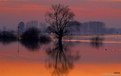 click to download free best desktop wallpaper - Flooded River at Dusk Ijsselstreek Region Holland The Netherlands