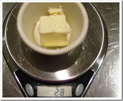 butter for ganache on scales