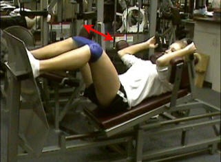 band around knee leg press band around knee leg press