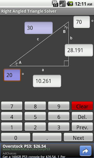 Right Angle Triangle Solver