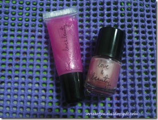 love and beauty light pink lip gloss and nail polish