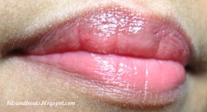 lip ice colored lip balm in pretty pink lip swatch, by bitsandtreats