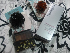 beauty bar hair accessories, neutrogena fine fairness sunblock and in2it brow powder, by bitsandtreats