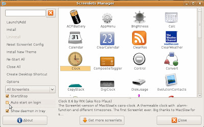 Screenlets settings