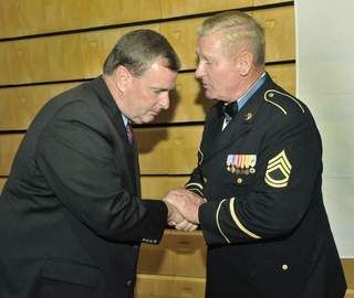 Sammy lends hand to Mayor Ballard  in support of a police officer with cancer.